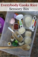 Everybody Cooks Rice Sensory Bin