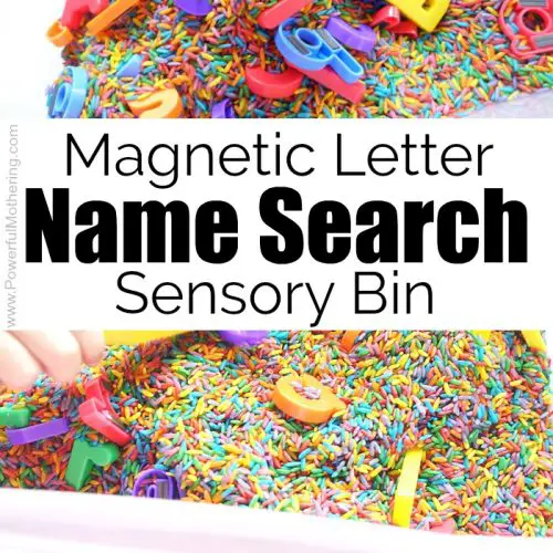 Magnetic Letter Name Search Sensory Bin