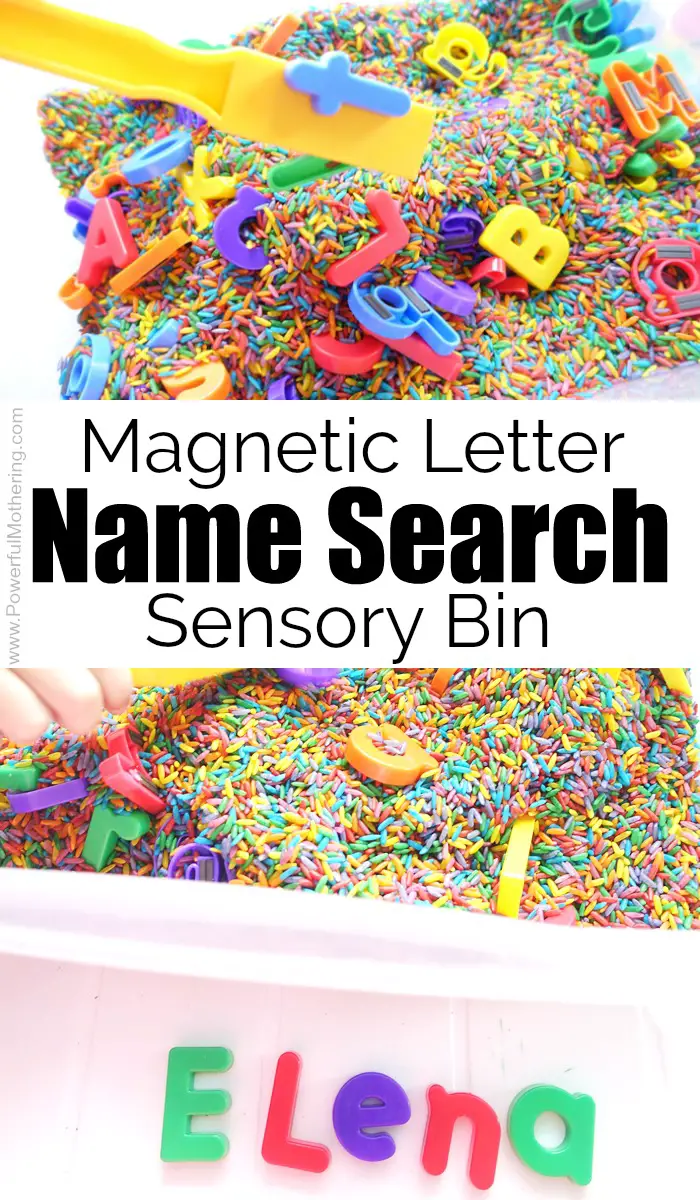 Magnetic Letter Name Search Sensory Bin