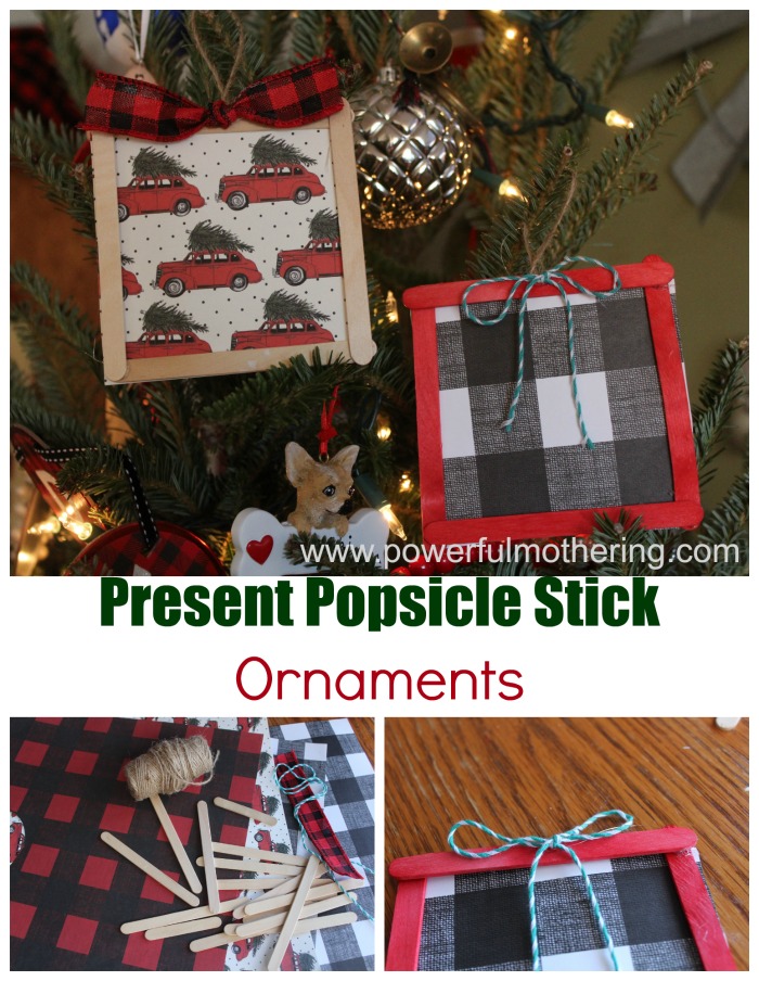 christmas present popsicle stick ornaments