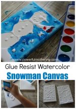 Glue Resist Canvas Snowman Art Project