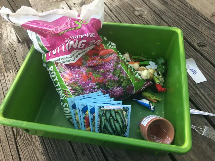 garden sensory bin for preschoolers