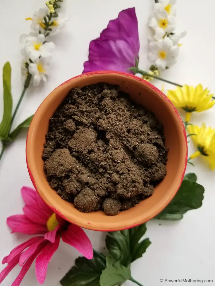Flower Pot Craft With Soil And Silk Flowers