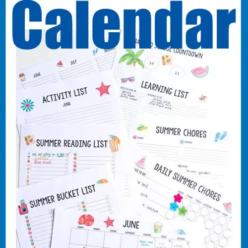 Printable Summer Calendar Bundle - 13 Page Printable Set For All Your Summer Calendar & List Needs