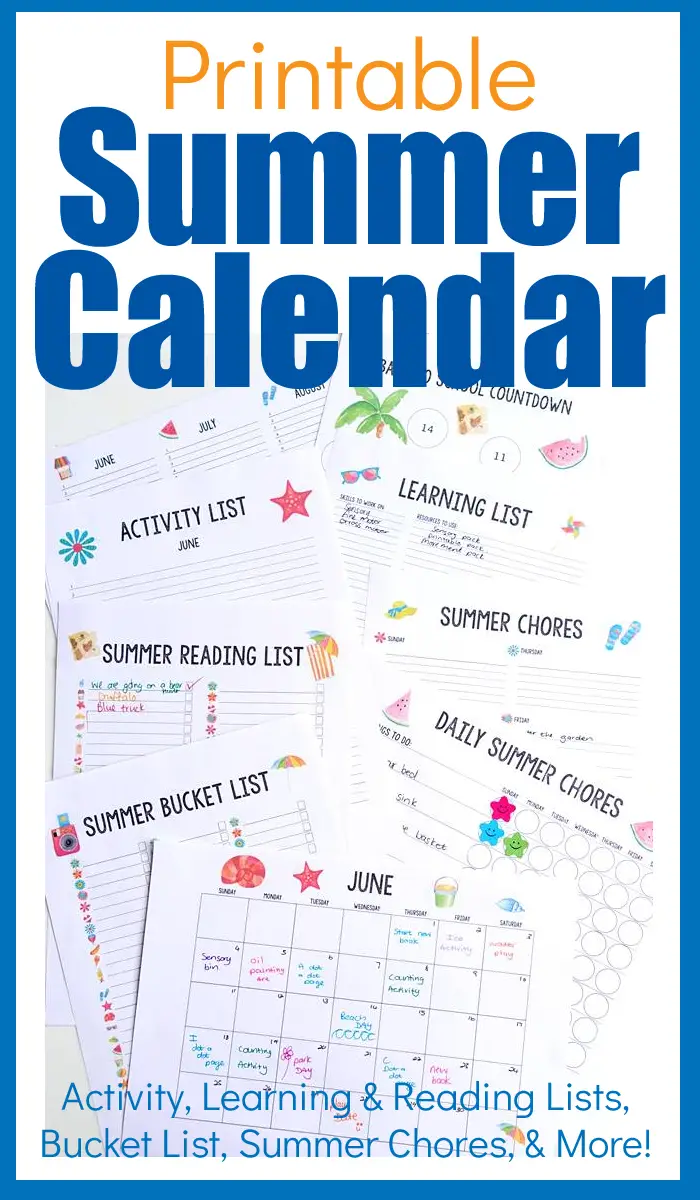 Printable Summer Calendar Bundle - 13 Page Printable Set For All Your Summer Calendar & List Needs