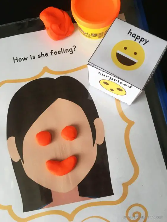 Playdough Mats To Help Teach Kids All About Emotions With A Fun Game! #emotions #playdough #sensory #feelings #teachingchildren #lifeskills #printable #gameforkids