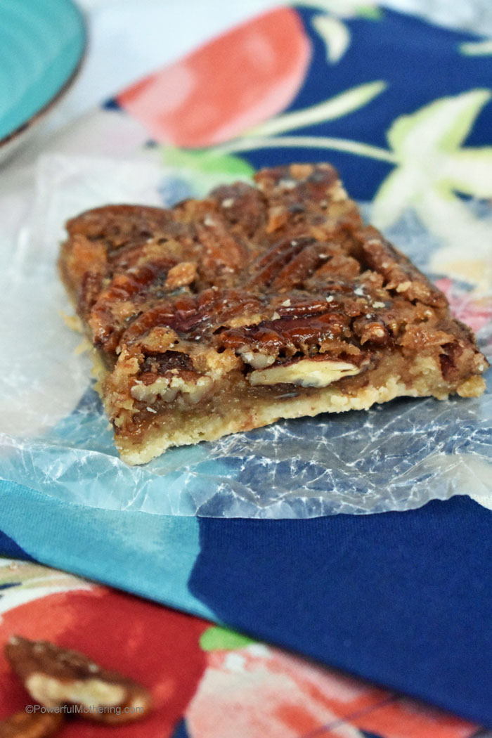 Think Thanksgiving Pecan Pie but in bar form. This recipe is filled with Grandma's love with a modern twist. These Pecan Pie Bars will not disappoint. 