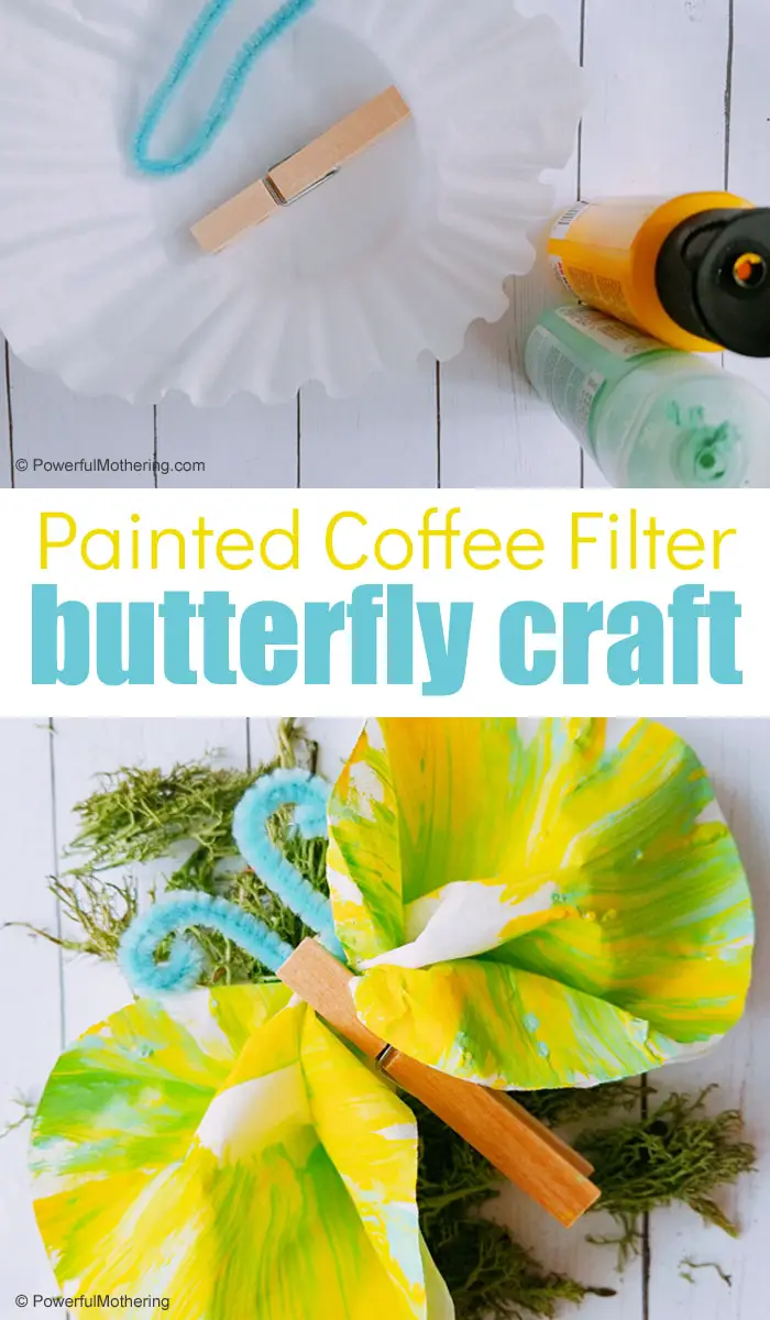 Simple Butterfly Craft created with paint and coffee filters! 