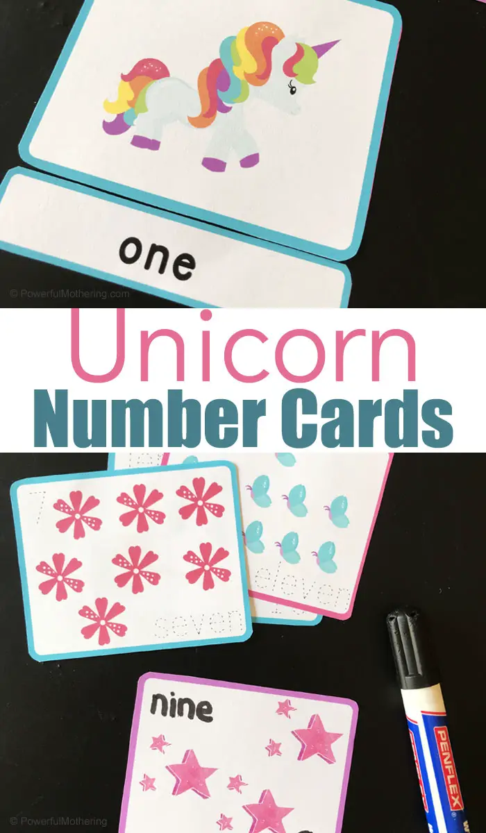 Unicorn Number Cards For Counting From 1-20