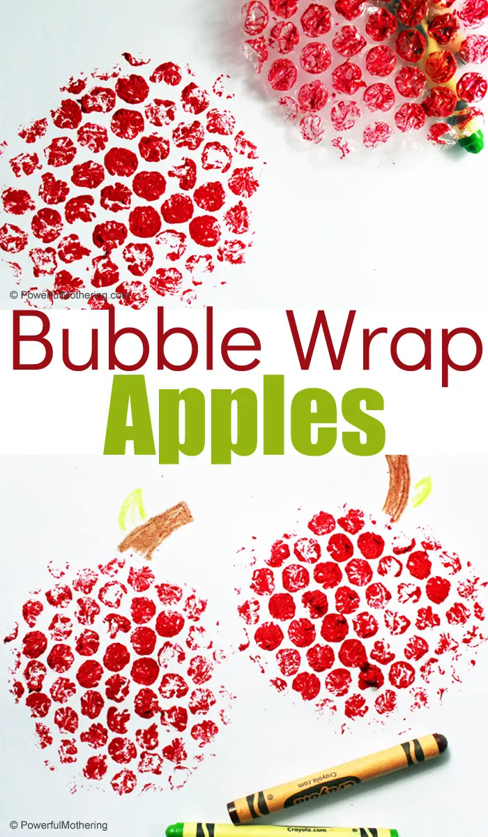 Apple Bubble Wrap stamp craft for kids. This is a great craft for children of all ages and the results are so fun! 
