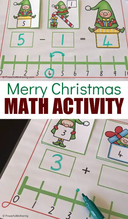 Christmas Elves Number Line Activity for Addition and Subtraction.
