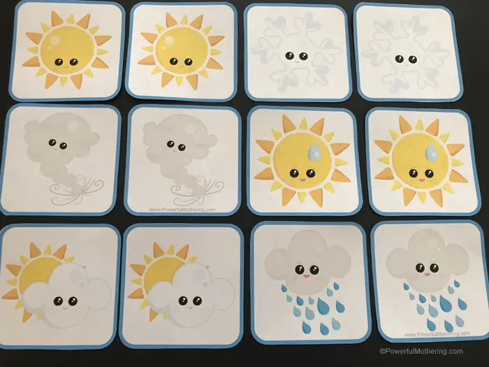 Weather matching Game. A traditional matching game with fun weather pictures! 
