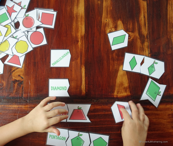 An engaging way to help teach kids about shapes and their names. This helps with visual ques and angles to help children identify shapes and their names. 