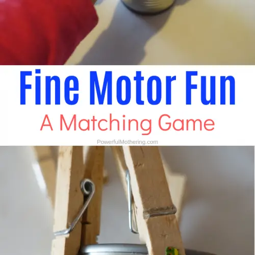 Fun fine motor activity for toddlers and preschoolers to strengthen hand muscles while playing a matching game.
