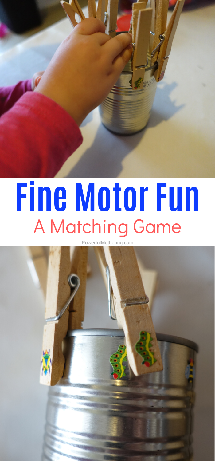 Fun fine motor activity for toddlers and preschoolers to strengthen hand muscles while playing a matching game.