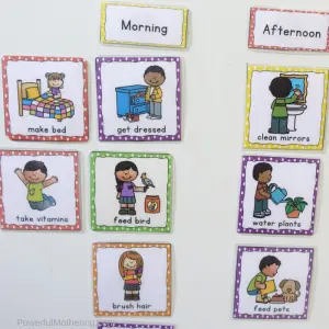 Visual Chore Chart Cards for children to help everyone stay consistent and motivate children to help with chores. Each card has visual que as well.