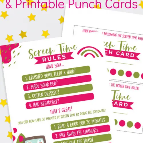 A fun printable set to help encourage responsibility and limiting screen time for kids.