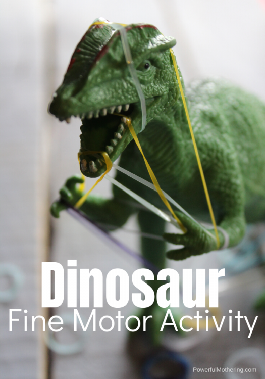 A Simple Fine Motor activity with a dinosaur. Kids will be entertained while practicing important skills