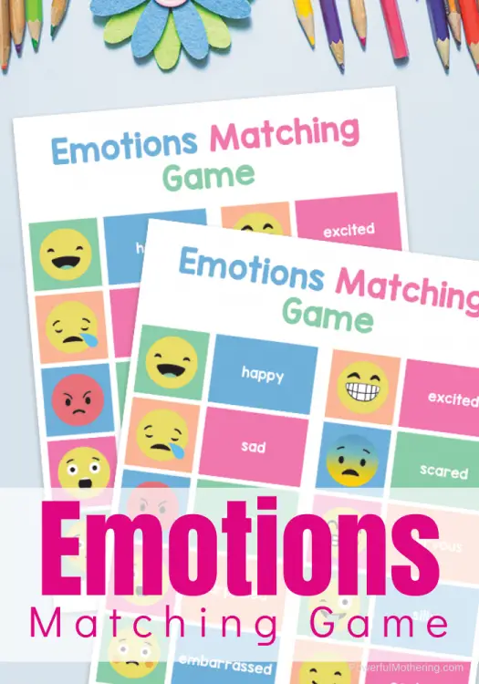 Printable Emtotions Matching Game to help kids learn to sort and understand their feelings while strengthening attention and cognitive skills.