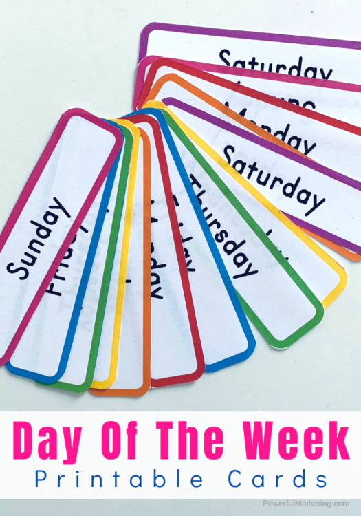 Printable cards or labels for the Day Of The Week. These can be used for games, labels, calendars, flash cards, and more! Perfect for homeschool, preschool or kindergarten classroom! 