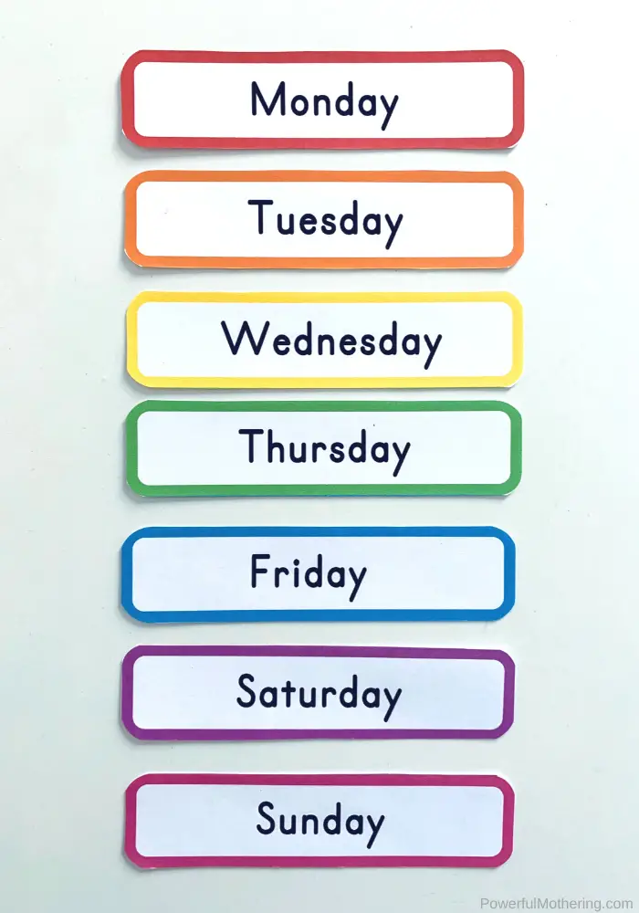 Free Printable Days Of The Week Cards