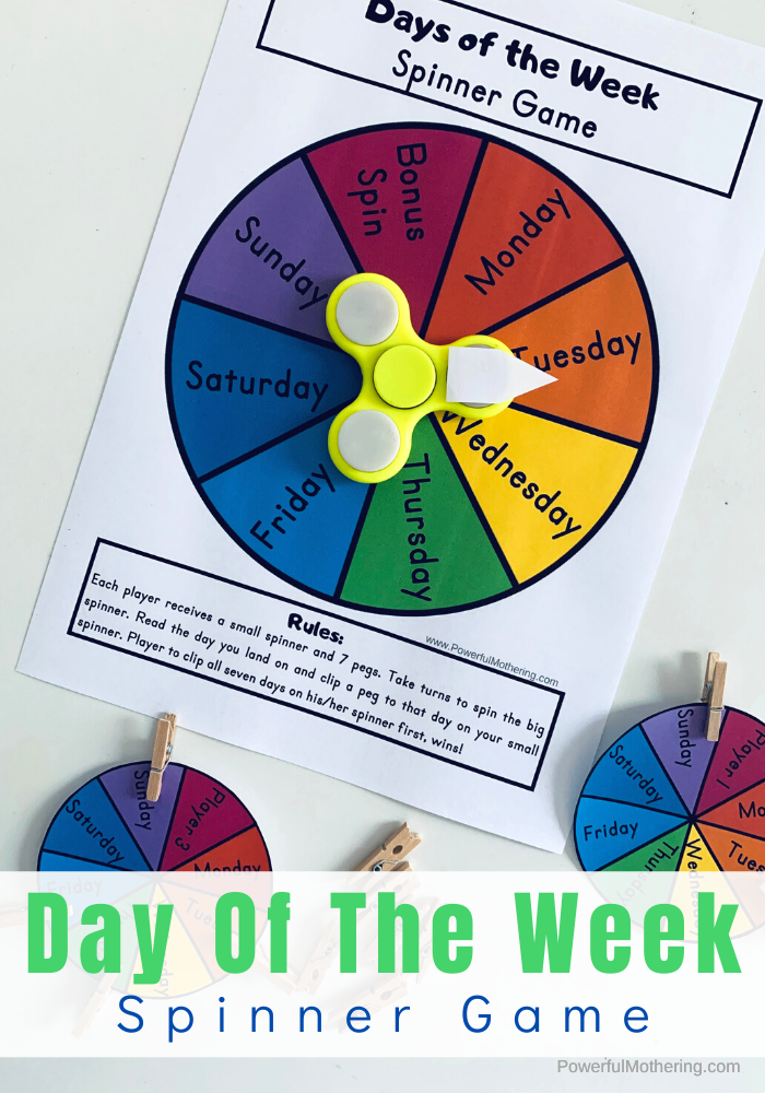 Day Of The Week Spinner Game