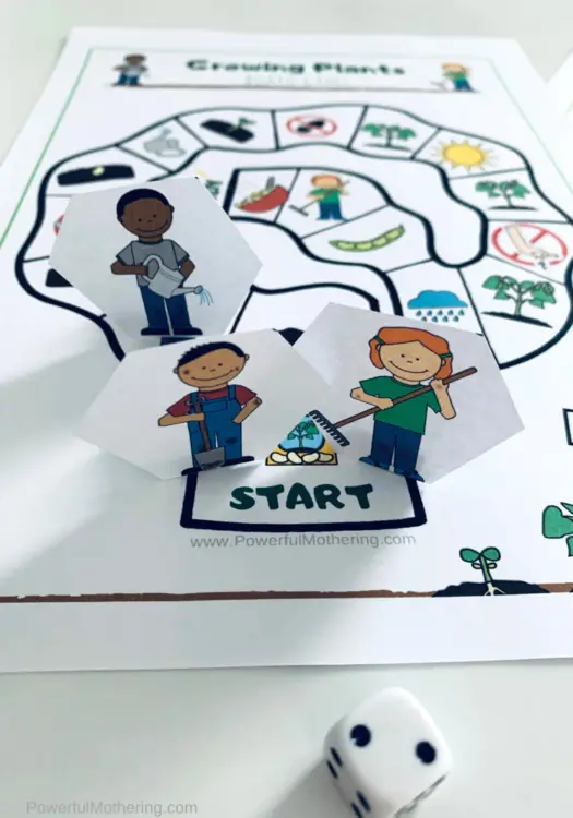 A simple, printable board game for kids. Kids can help the plants grow while strengthening team work and simple math skills. 