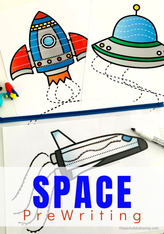 These Space Prewriting Printables are helpful for strengthening hand and finger muscles which will help children with their future handwriting skills. 