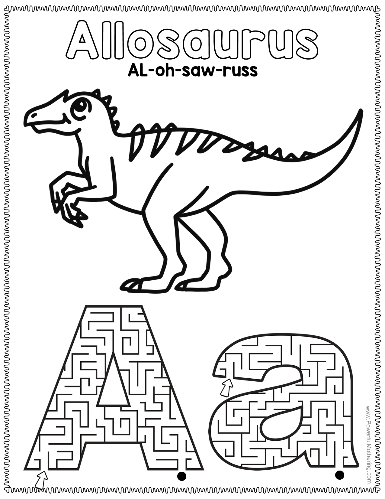 Dinosaur Alphabet Mazes - Powerful Mothering