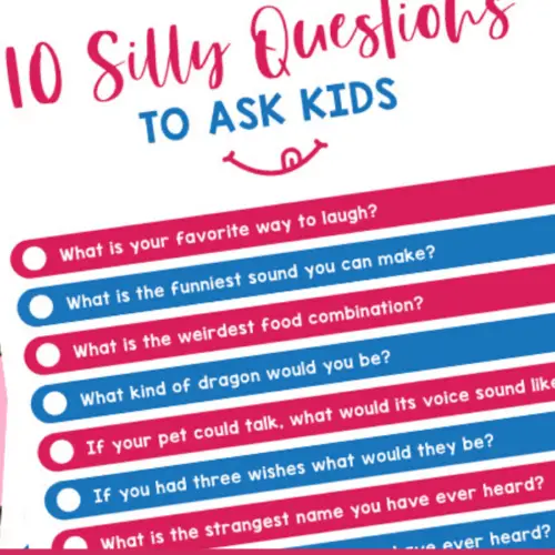 A simple list of silly questions to ask your kids or students to entice giggles and communication.