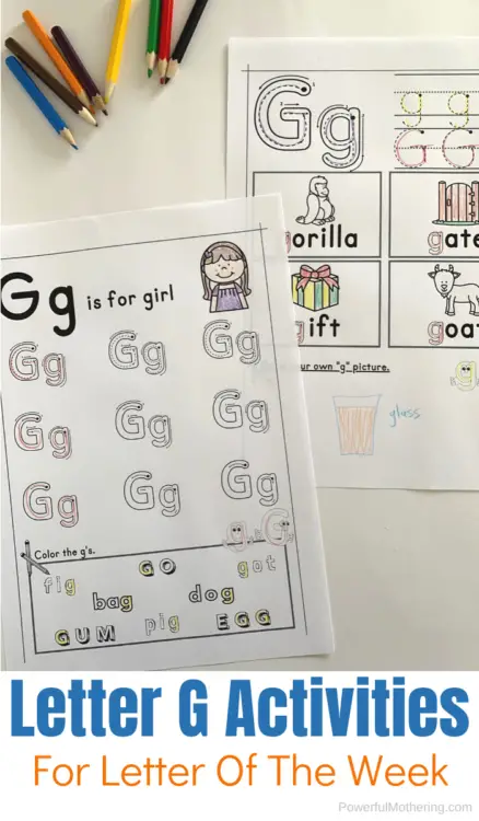 Have you heard that we are doing a Letter Of The Week series? A set of tracing worksheets for each letter of the alphabet! This is perfect for preschoolers or kindergarteners. This one in particular is Letter G Activities.