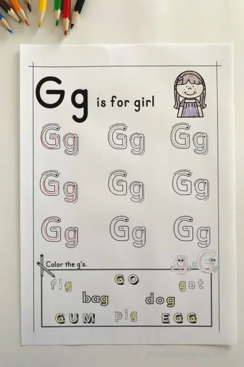 Have you heard that we are doing a Letter Of The Week series? A set of tracing worksheets for each letter of the alphabet! This is perfect for preschoolers or kindergarteners. This one in particular is Letter G Activities. 