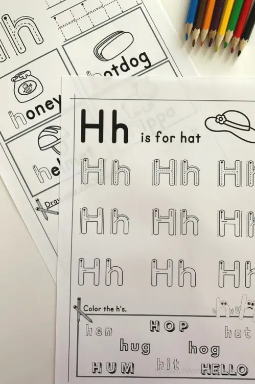 Printable letter tracing worksheets for the letter H. Help kids practice letter identification as well as writing. 