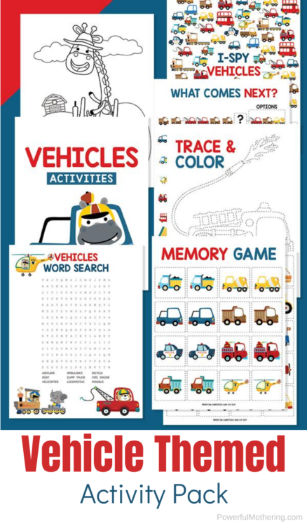 These Free Printable Vehicle Activities are learning games to help children strengthen skills while having fun! #learninggames #freeprintables #vehicleactivities