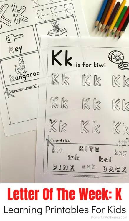 Printables to help children learn the letter K. This will help with letter identification, letter formation and more.