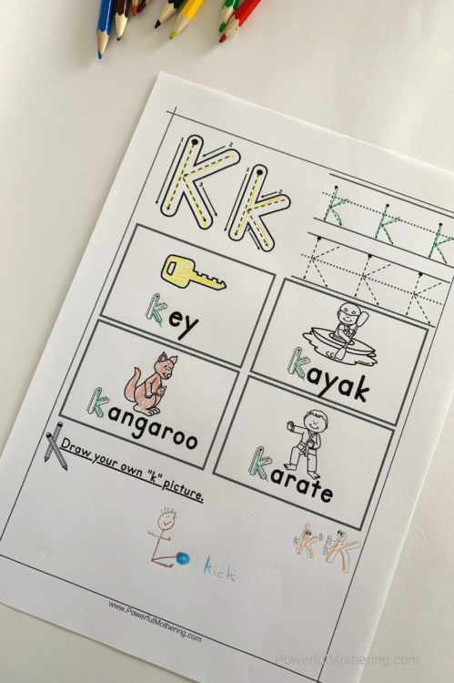 Printables to help children learn the letter K. This will help with letter identification, letter formation and more. 