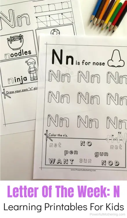 Printables to help children learn the letter N. This will help with letter tracing, letter identification, letter formation and more. 