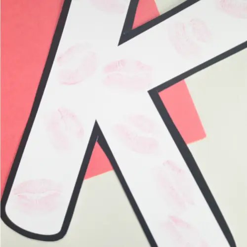 k is for Kiss. A fun craft for preschoolers or Kindergarteners for a Letter Of The Week for the letter K.