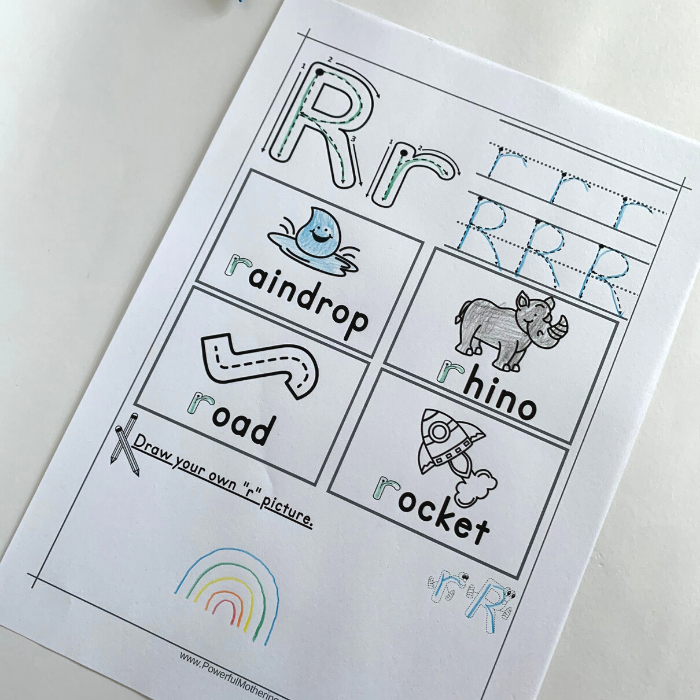 Free Printable Letter R Tracing Worksheets that will help children with the letter R