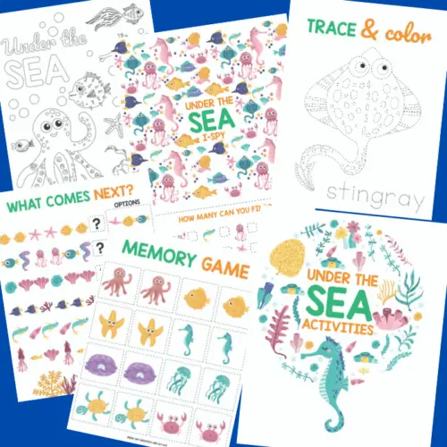 Simple and fun Under The Sea printable activities for kids. These games are so fun, kids won't know just how much they are learning.