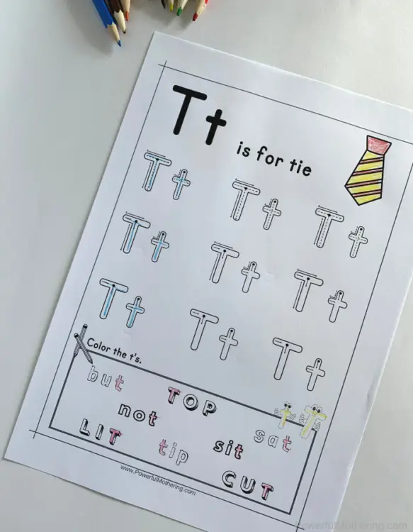 Letter Tracing Worksheets for letter T. These printables are perfect for children who need prewriting activities such as preschool and kindergarteners.