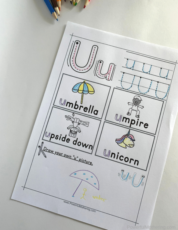 Letter Tracing Worksheets for letter U. These printables are perfect for children who need prewriting activities such as preschool and kindergarteners. 