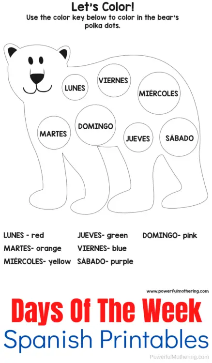A fun Spanish Days of The Week printable pack to help kids learn the days of the week in Spanish as well other skills.