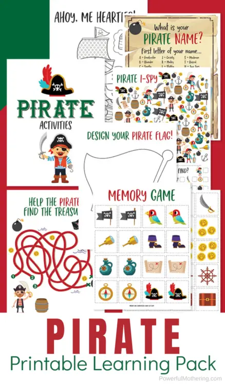 A fun Free Printable pack of learning activities with an exciting Pirate theme. 