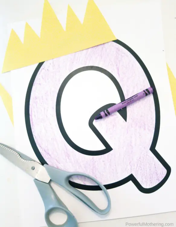 A simple letter of the week craft for the letter Q. Q is for Queen is a great way to help kids learn the letter Q!