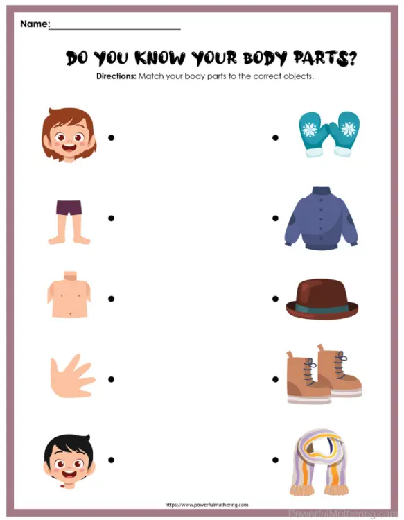 free printable parts of the body activity pack