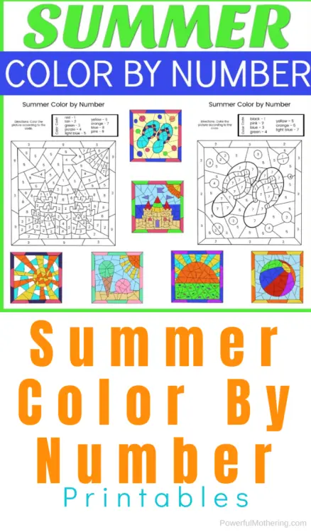 Summer Color By Number Printables for kids (free)