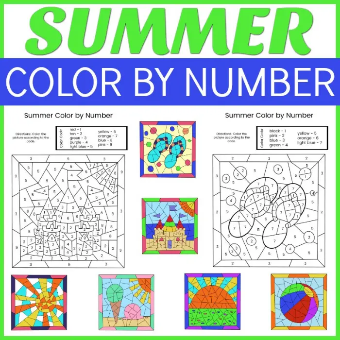 summer color by number