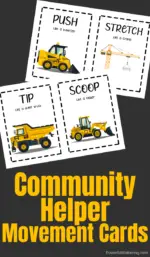 Construction Vehicle Movement Cards For Kids