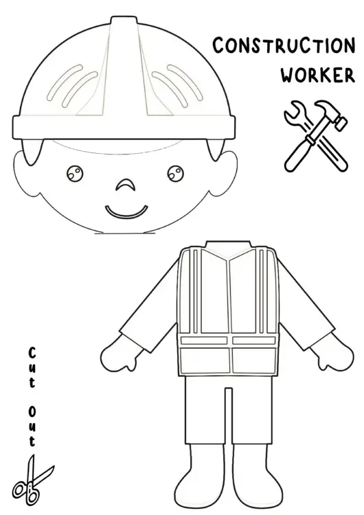 construction worker paper bag puppet template